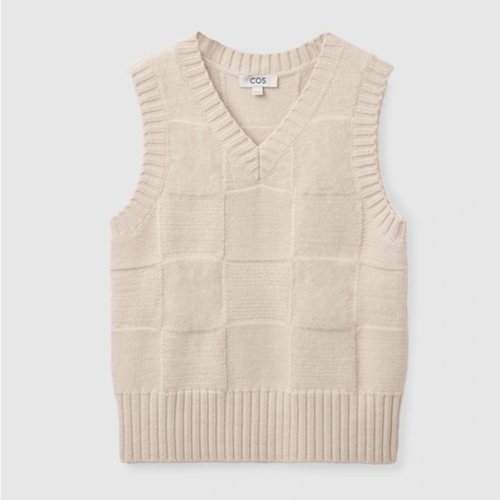 COS Wool Mohair Textured Checker Patch Sweater Vest